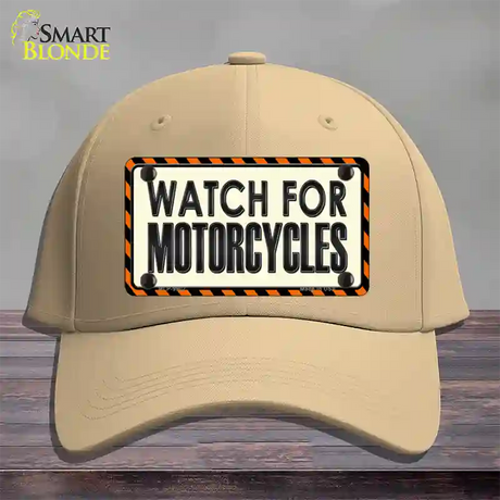 Watch For Motorcycle Novelty License Plate Hat Cotton / Khaki