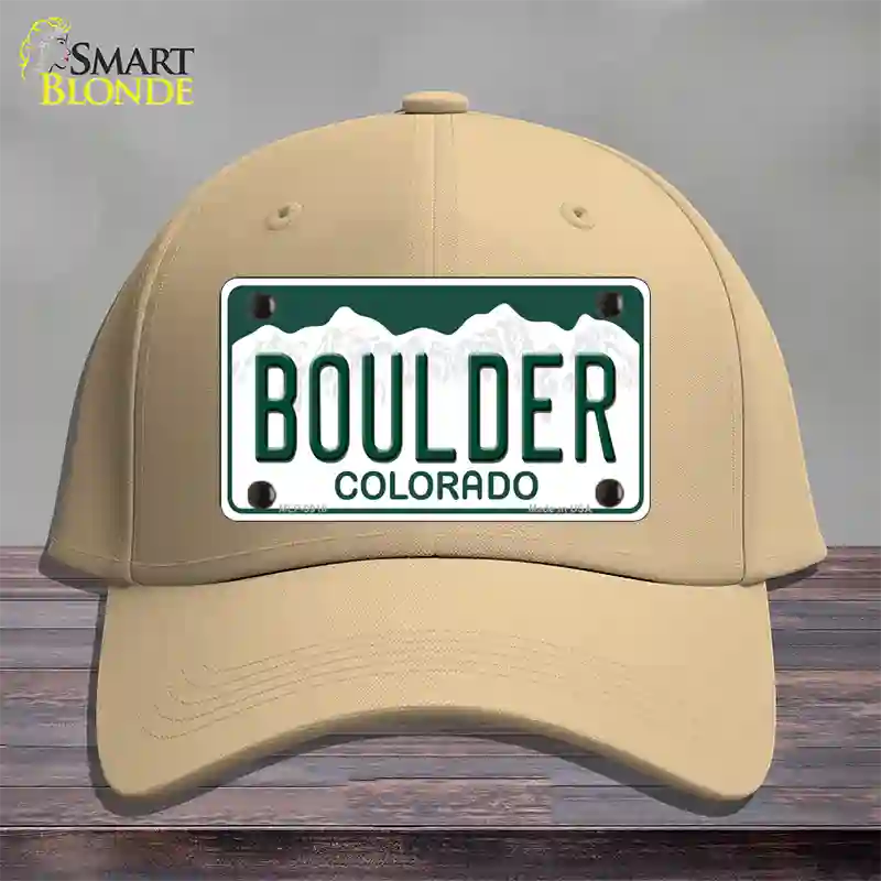 Boulder Colorado Novelty License Plate Hat Cotton / Khaki