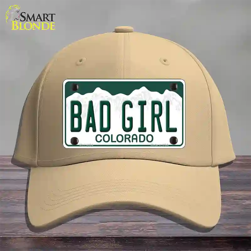 Bad Girl Colorado Novelty License Plate Hat Cotton / Khaki