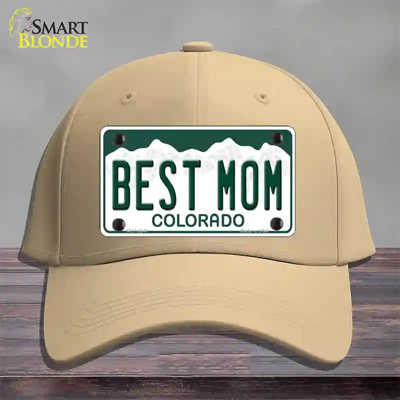 Best Mom Colorado Novelty License Plate Hat Cotton / Khaki