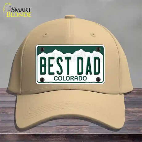 Best Dad Colorado Novelty License Plate Hat Cotton / Khaki