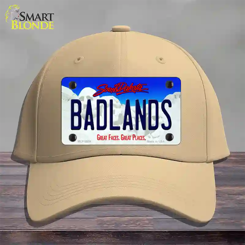 Badlands South Dakota Novelty License Plate Hat Cotton / Khaki