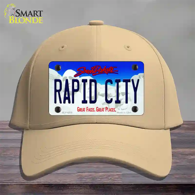 Rapid City South Dakota Novelty License Plate Hat Cotton / Khaki