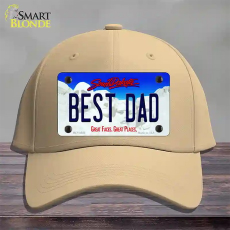 Best Dad South Dakota Novelty License Plate Hat Cotton / Khaki