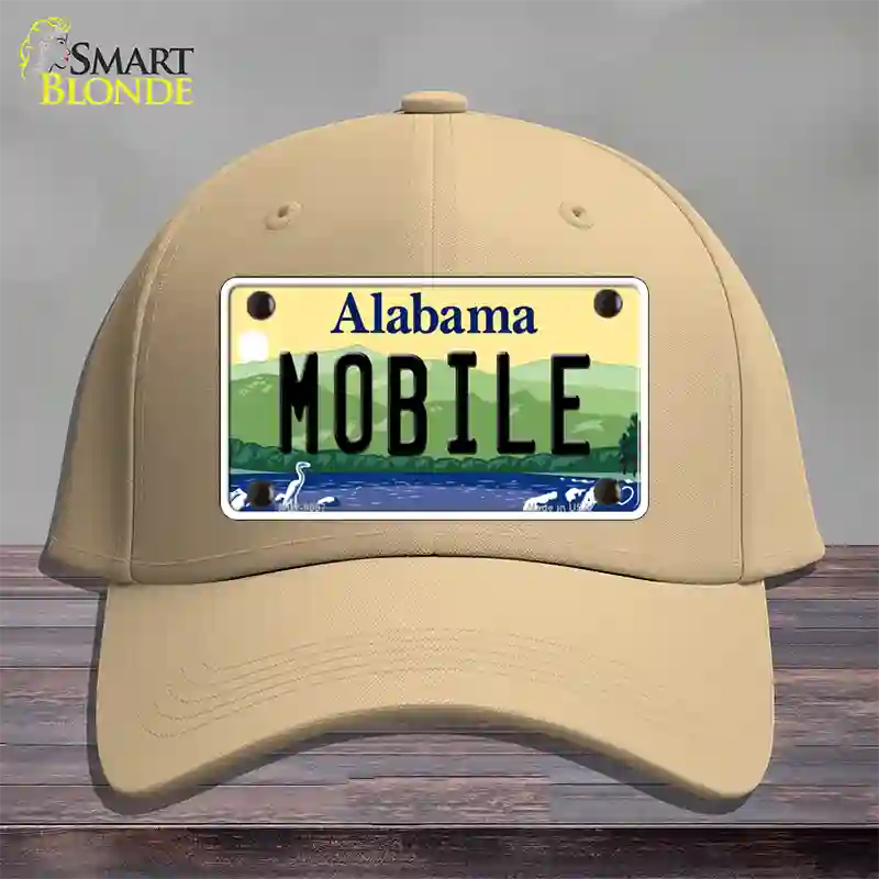 Mobile Alabama Novelty License Plate Hat Cotton / Khaki