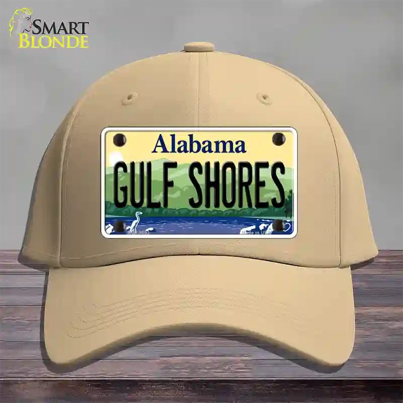 Gulf Shores Alabama Novelty License Plate Hat Cotton / Khaki