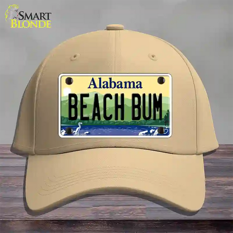 Beach Bum Alabama Novelty License Plate Hat Cotton / Khaki