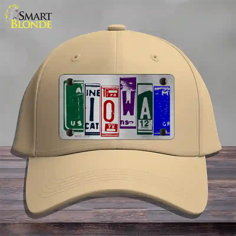 Iowa License Plate Art Novelty License Plate Hat Cotton / Khaki