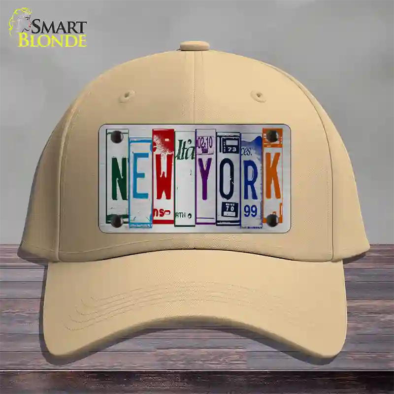 New York License Plate Art Novelty License Plate Hat Cotton / Khaki