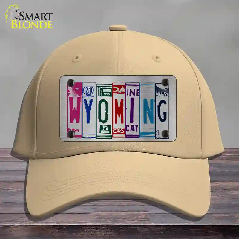 Wyoming License Plate Art Novelty License Plate Hat Cotton / Khaki