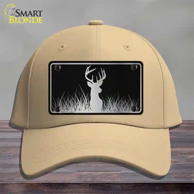 Deer Black Brushed Chrome Novelty License Plate Hat Cotton / Khaki