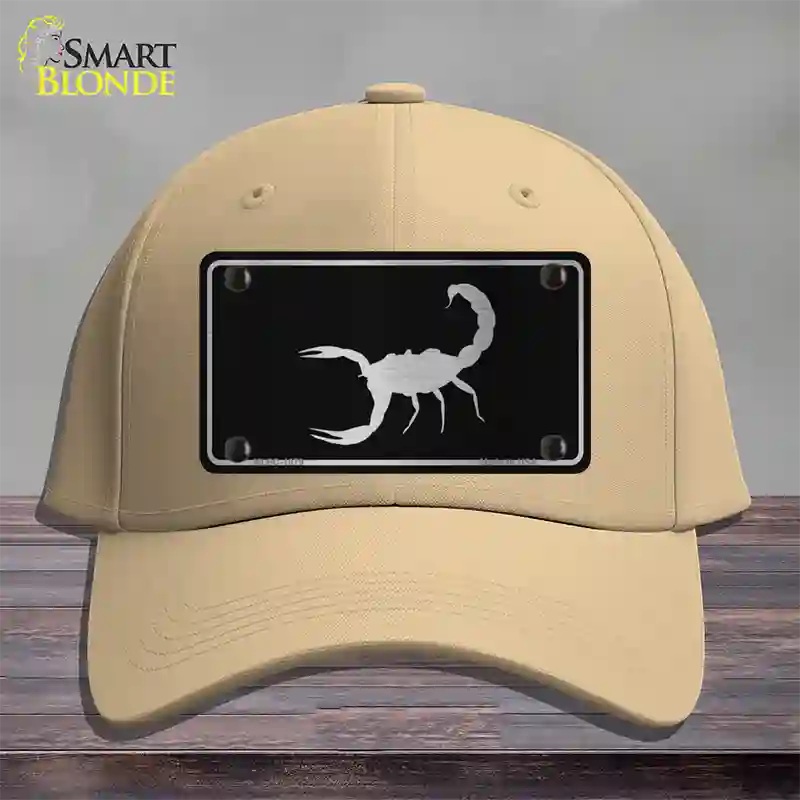 Scorpion Black Brushed Chrome Novelty License Plate Hat Cotton / Khaki