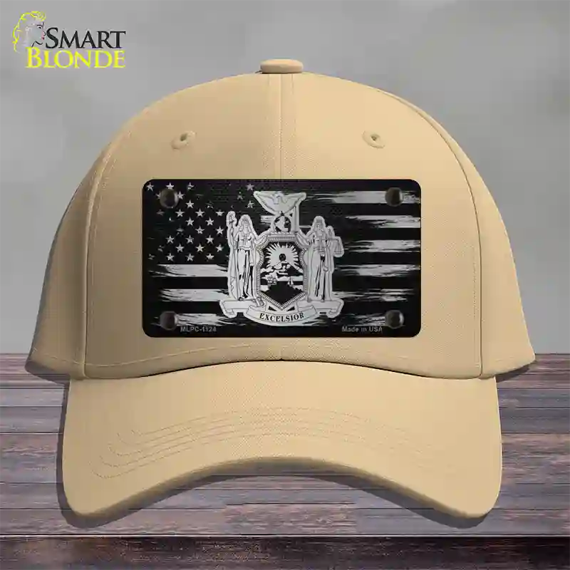 New York Carbon Fiber Novelty License Plate Hat Cotton / Khaki