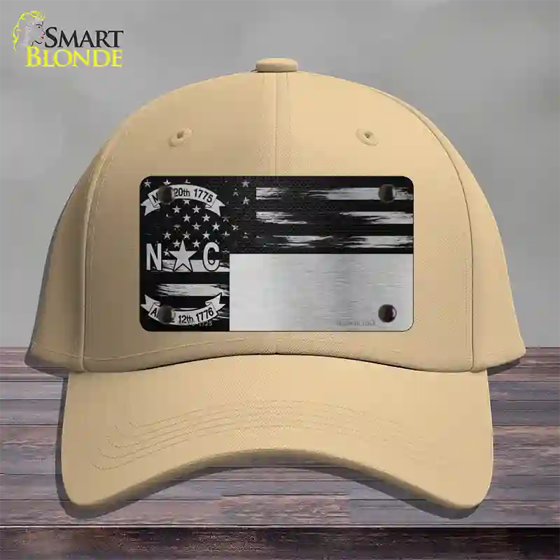 North Carolina Carbon Fiber Novelty License Plate Hat Cotton / Khaki