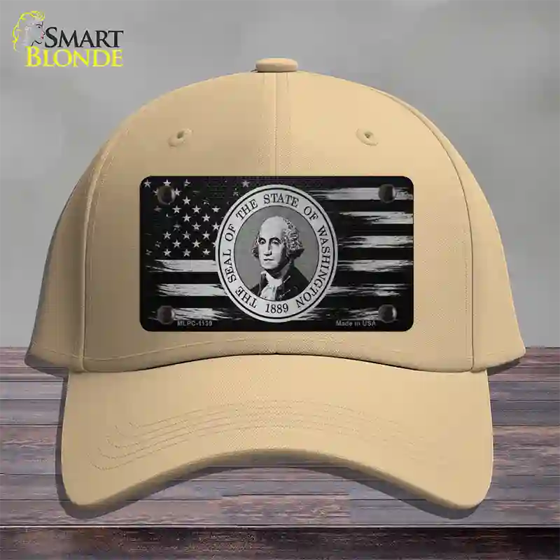 Washington Carbon Fiber Novelty License Plate Hat Cotton / Khaki