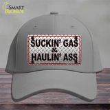 Suckin Gas and Haulin Ass Novelty License Plate Hat Cotton / Gray