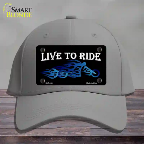 Live To Ride Novelty License Plate Hat Cotton / Gray