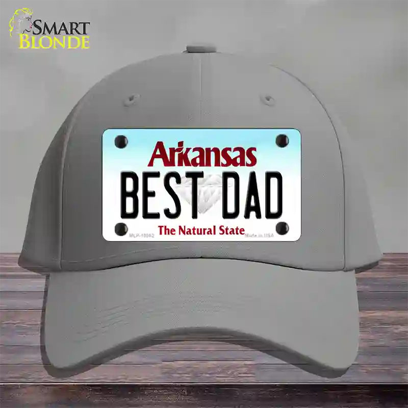 Best Dad Arkansas Novelty License Plate Hat Cotton / Gray