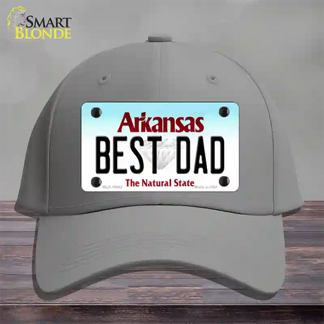 Best Dad Arkansas Novelty License Plate Hat Cotton / Gray