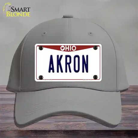 Akron Ohio Novelty License Plate Hat Cotton / Gray