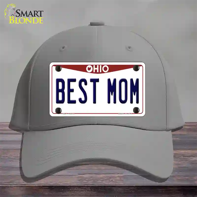 Best Mom Ohio Novelty License Plate Hat Cotton / Gray