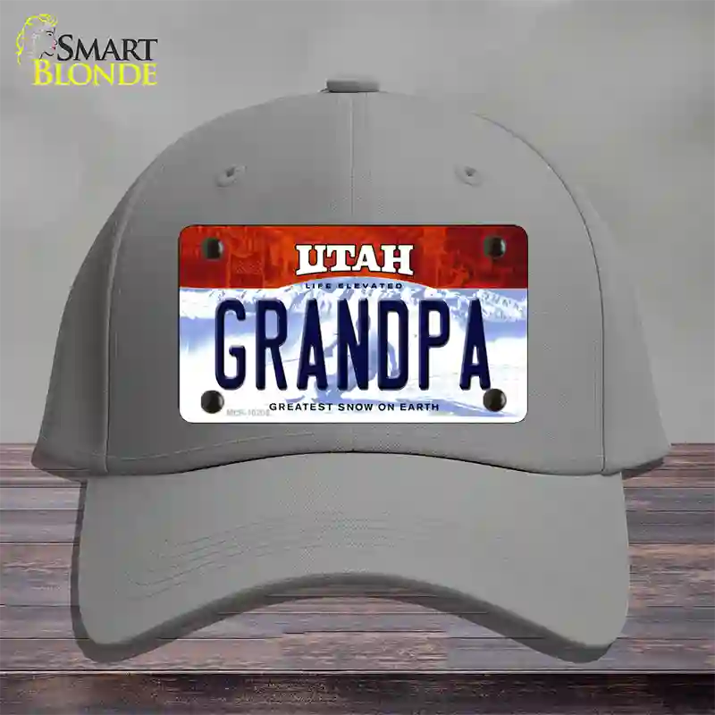 Grandpa Utah Novelty License Plate Hat Cotton / Gray