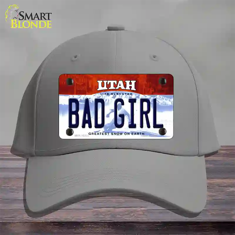 Bad Girl Utah Novelty License Plate Hat Cotton / Gray