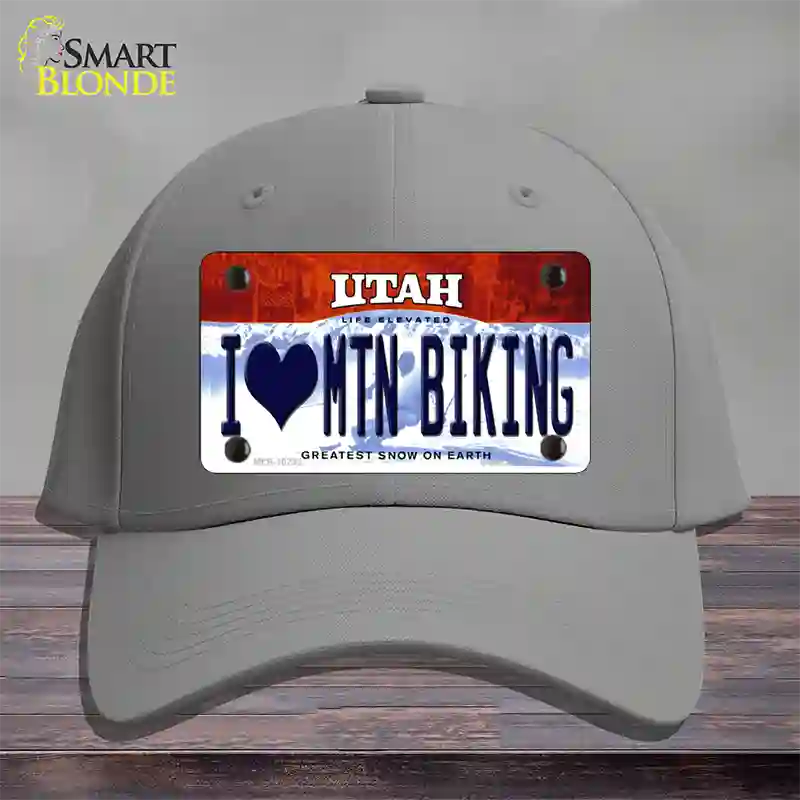 I Love Mtn Biking Utah Novelty License Plate Hat Cotton / Gray