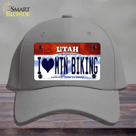 I Love Mtn Biking Utah Novelty License Plate Hat Cotton / Gray