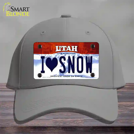 I Love Snow Utah Novelty License Plate Hat Cotton / Gray