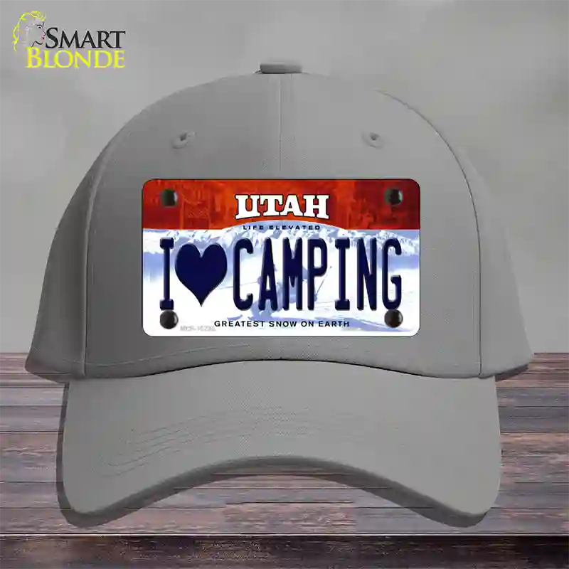 I Love Camping Utah Novelty License Plate Hat Cotton / Gray