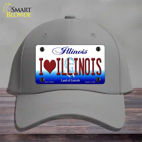 I Love Illinois Novelty License Plate Hat Cotton / Gray