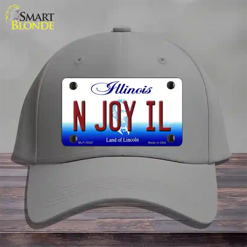 N Joy IL Illinois Novelty License Plate Hat Cotton / Gray