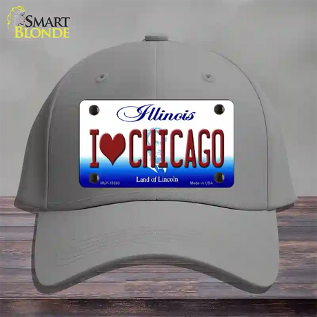 I Love Chicago Illinois Novelty License Plate Hat Cotton / Gray