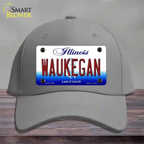 Waukegan Illinois Novelty License Plate Hat Cotton / Gray