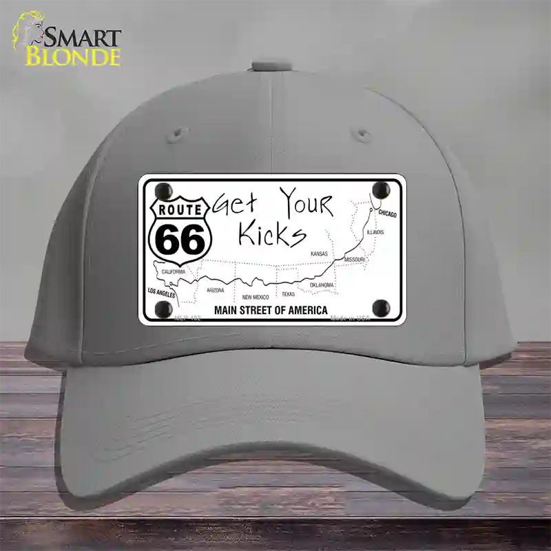 US Route 66 Map Novelty License Plate Hat Cotton / Gray