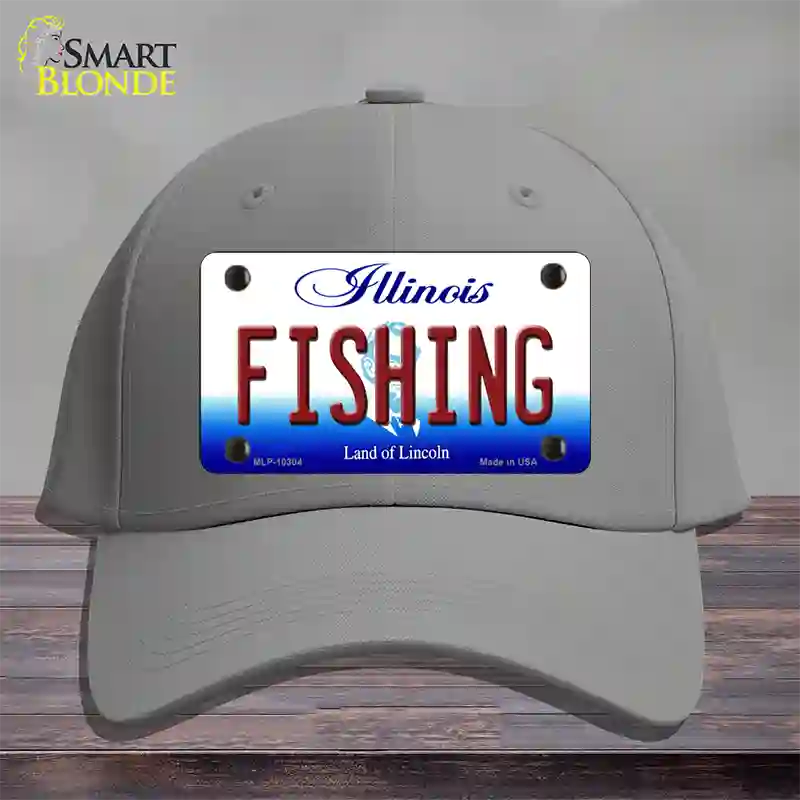 Fishing Illinois Novelty License Plate Hat Cotton / Gray