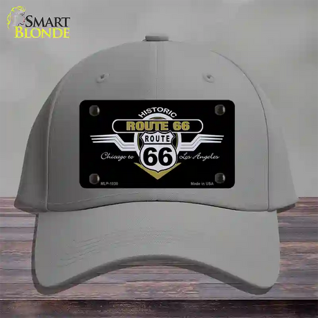 Route 66 Shield Wings Novelty License Plate Hat Cotton / Gray