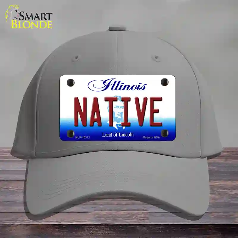 Native Illinois Novelty License Plate Hat Cotton / Gray