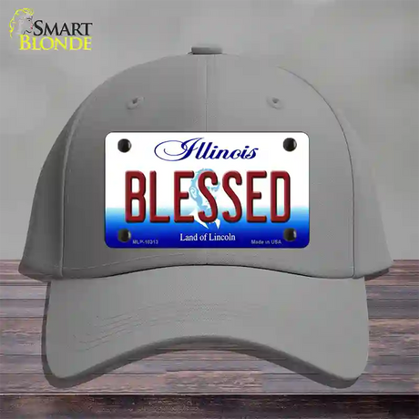 Blessed Illinois Novelty License Plate Hat Cotton / Gray