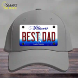 Best Dad Illinois Novelty License Plate Hat Cotton / Gray