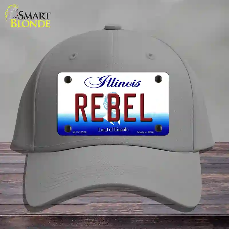 Rebel Illinois Novelty License Plate Hat Cotton / Gray