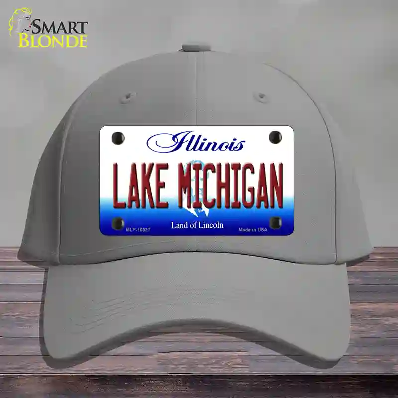 Lake Michigan Illinois Novelty License Plate Hat Cotton / Gray