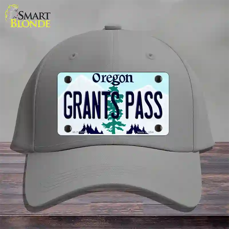 Grants Pass Oregon Novelty License Plate Hat Cotton / Gray