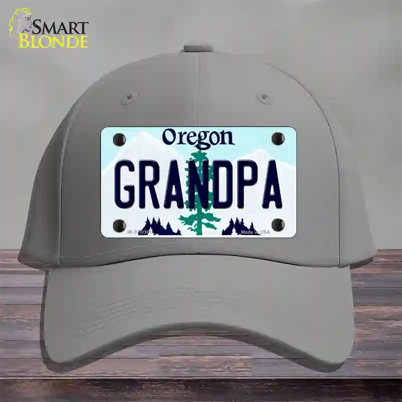 Grandpa Oregon Novelty License Plate Hat Cotton / Gray