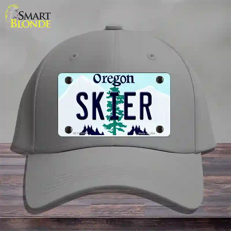 Skier Oregon Novelty License Plate Hat Cotton / Gray