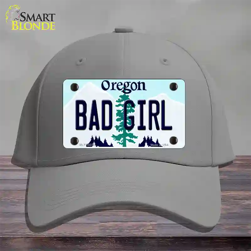 Bad Girl Oregon Novelty License Plate Hat Cotton / Gray