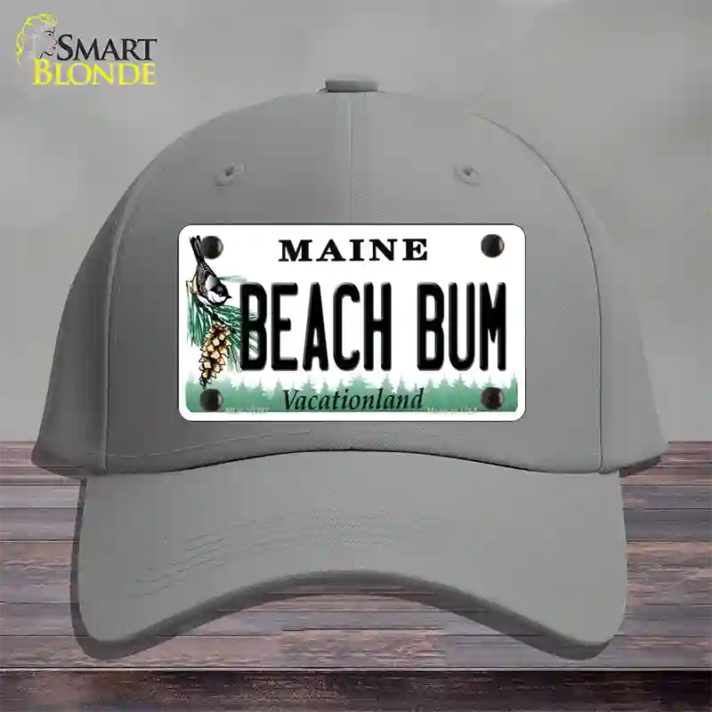 Beach Bum Maine Novelty License Plate Hat Cotton / Gray