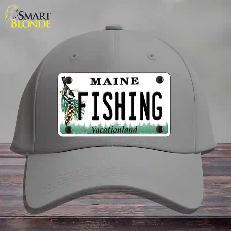 Fishing Maine Novelty License Plate Hat Cotton / Gray