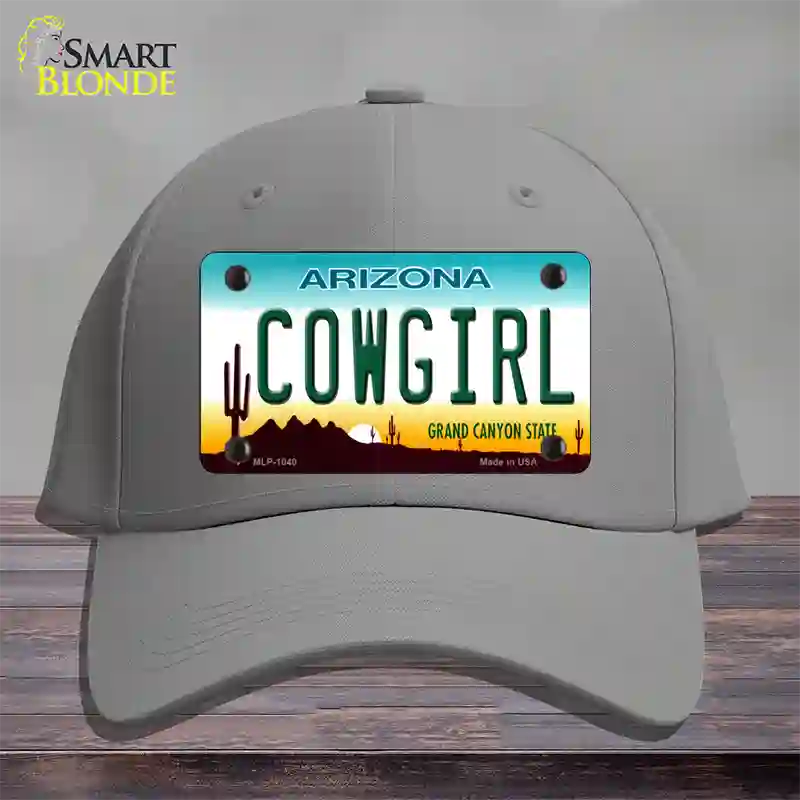 Cowgirl Novelty License Plate Hat Cotton / Gray